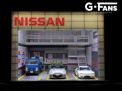 G-Fans 1/64 Nisan Double Levels Garage LED Light Diorama with acrylic cover