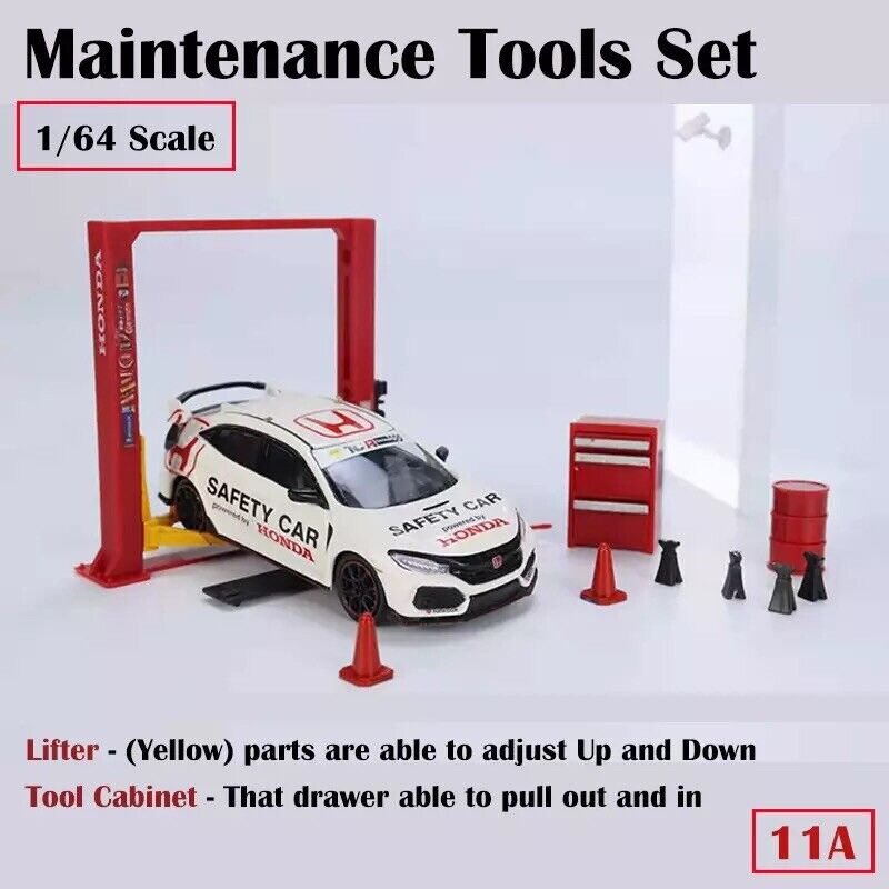 G-Fans 1/64 Garage Car Lift & Repair Tools Set for Diorama- Red (710011A)