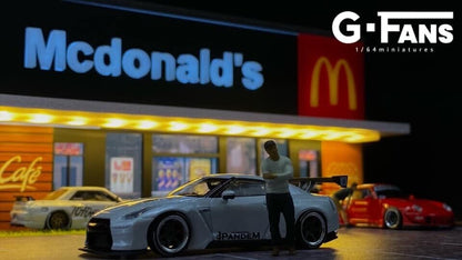 G-Fans 1/64 McDonalds LED light Diorama with Car Park Parking Lot
