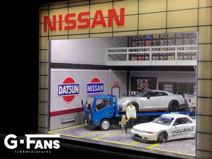 G-Fans 1/64 Nisan Double Levels Garage LED Light Diorama with acrylic cover