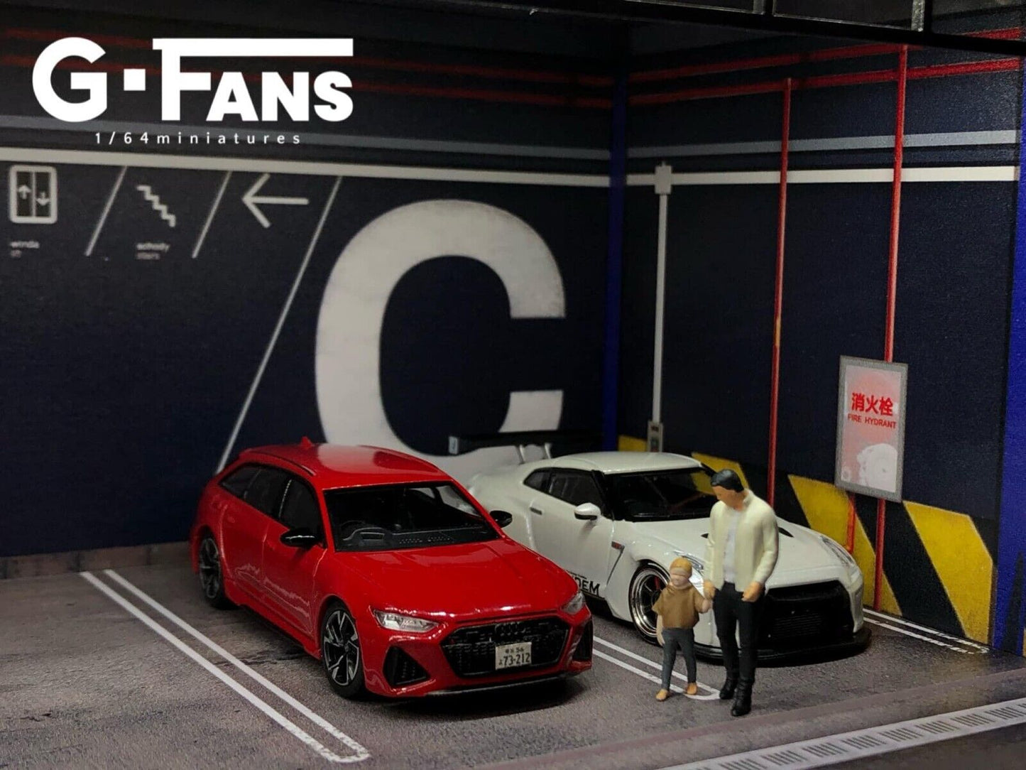 G-Fans 1/64 Japan Car Park LED Light Diorama with acrylic cover
