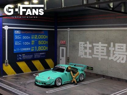 G-Fans 1/64 Japan Car Park LED Light Diorama with acrylic cover
