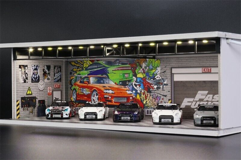 G-Fans 1/64 Fast & Furious Car Park Garage LED light Diorama w/ acrylic cover