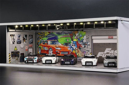 G-Fans 1/64 Fast & Furious Car Park Garage LED light Diorama w/ acrylic cover