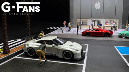 G-Fans 1/64 Apple Store LED Light Diorama with Car Park Parking Lot