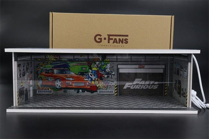 G-Fans 1/64 Fast & Furious Car Park Garage LED light Diorama w/ acrylic cover