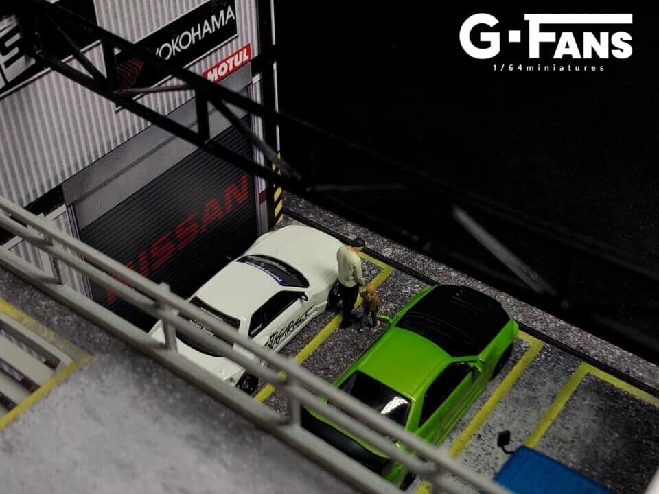 G-Fans 1/64 Nisan Double Levels Garage LED Light Diorama with acrylic cover