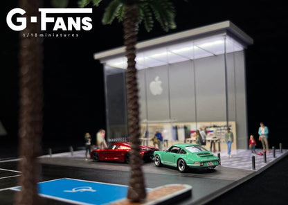G-Fans 1/64 Apple Store LED Light Diorama with Car Park Parking Lot