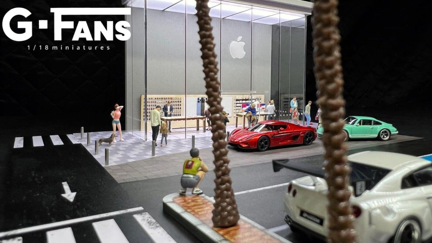 G-Fans 1/64 Apple Store LED Light Diorama with Car Park Parking Lot