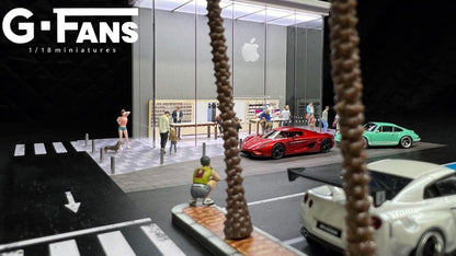 G-Fans 1/64 Apple Store LED Light Diorama with Car Park Parking Lot
