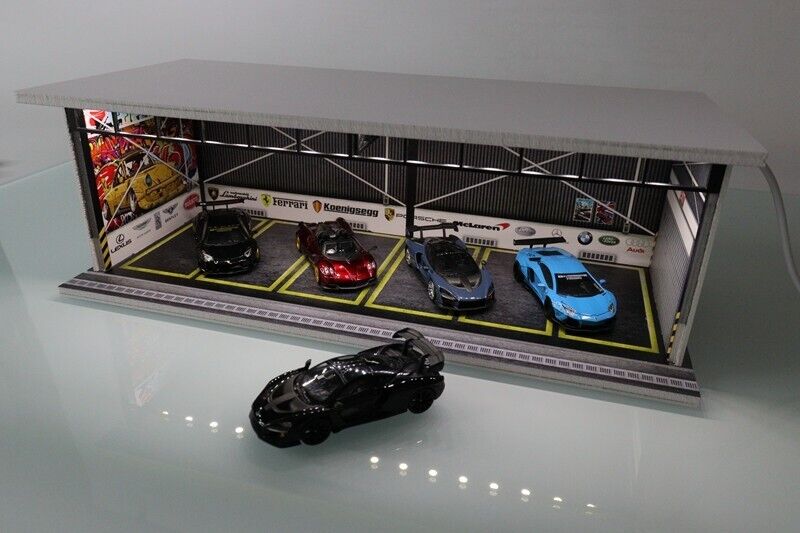 G-Fans 1/64 Super Cars Car Park Garage LED light Diorama w/ acrylic cover