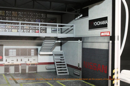 G-Fans 1/64 Nisan Double Levels Garage LED Light Diorama with acrylic cover