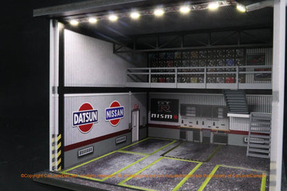 G-Fans 1/64 Nisan Double Levels Garage LED Light Diorama with acrylic cover