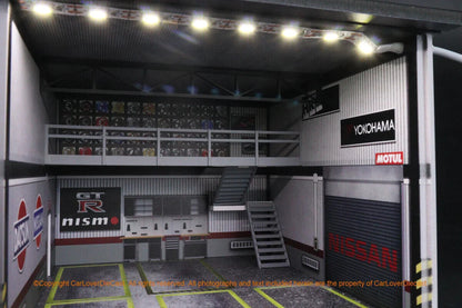 G-Fans 1/64 Nisan Double Levels Garage LED Light Diorama with acrylic cover